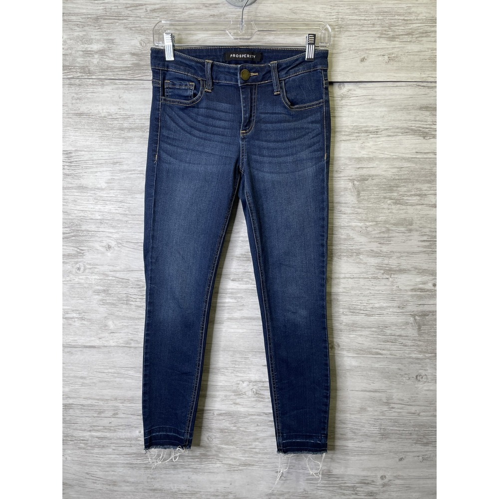 Prosperity Jeans Womens‎ 26P Blue Skinny Stretch Frayed Hem Mid Rise SY006PSF